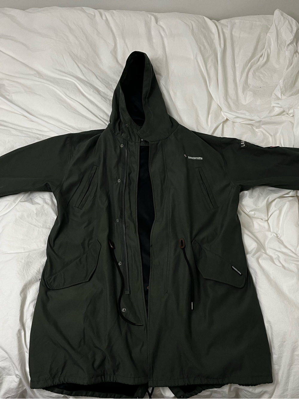 Lambretta Men's Hooded Parka Jacket - Dark Olive Green